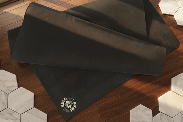 Mayura Eco yoga mat in use during a stretch